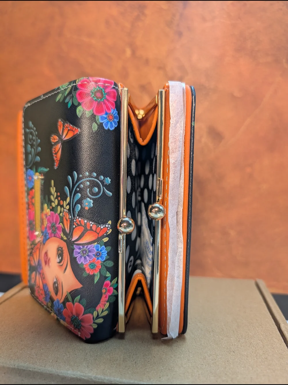 Nicole Lee Black Floral Butterfly Wallet - Colorful Floral Design